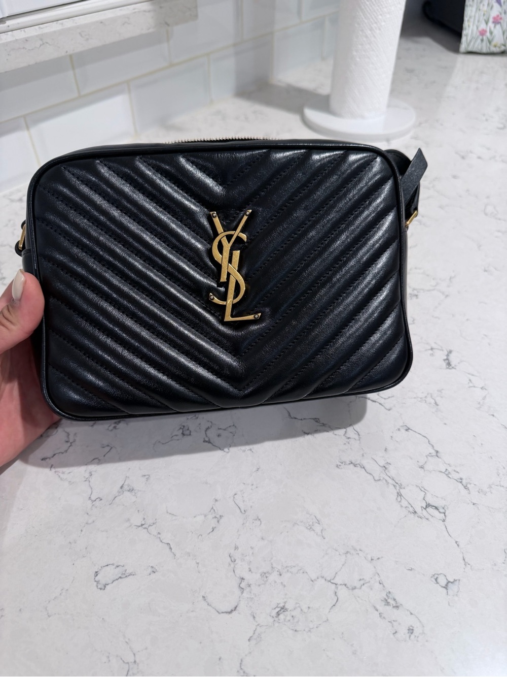 Saint Laurent Black Quilted Leather Crossbody Wallet